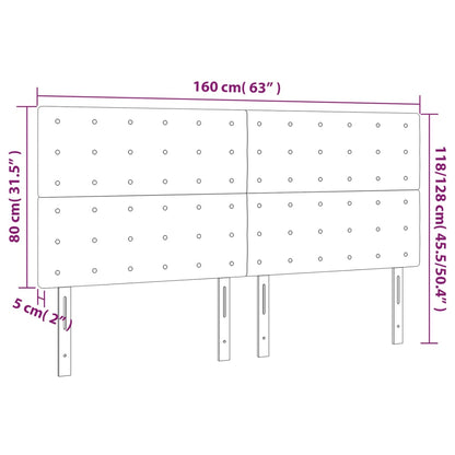 Cabeceira de cama 4 pcs veludo 80x5x78/88 cm cinzento-claro