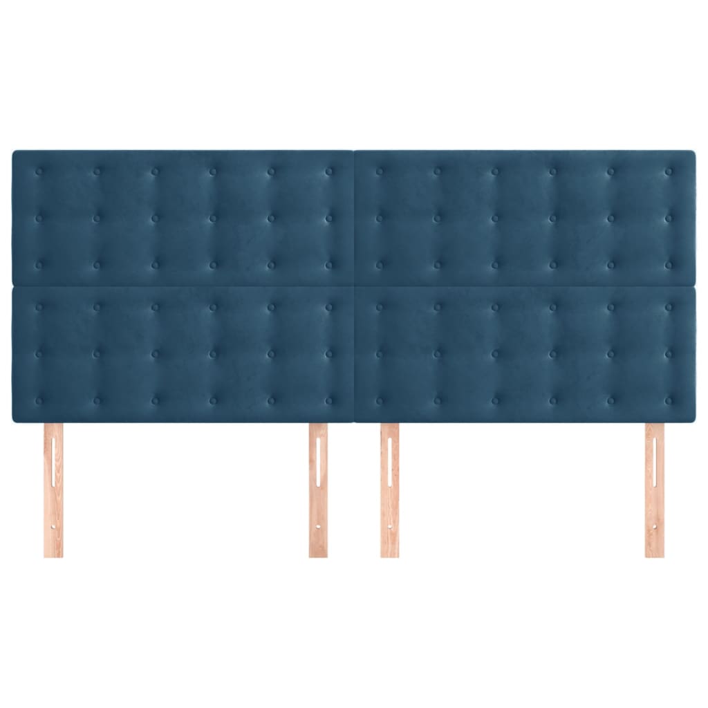 Cabeceira de cama 4 pcs veludo 80x5x78/88 cm azul-escuro