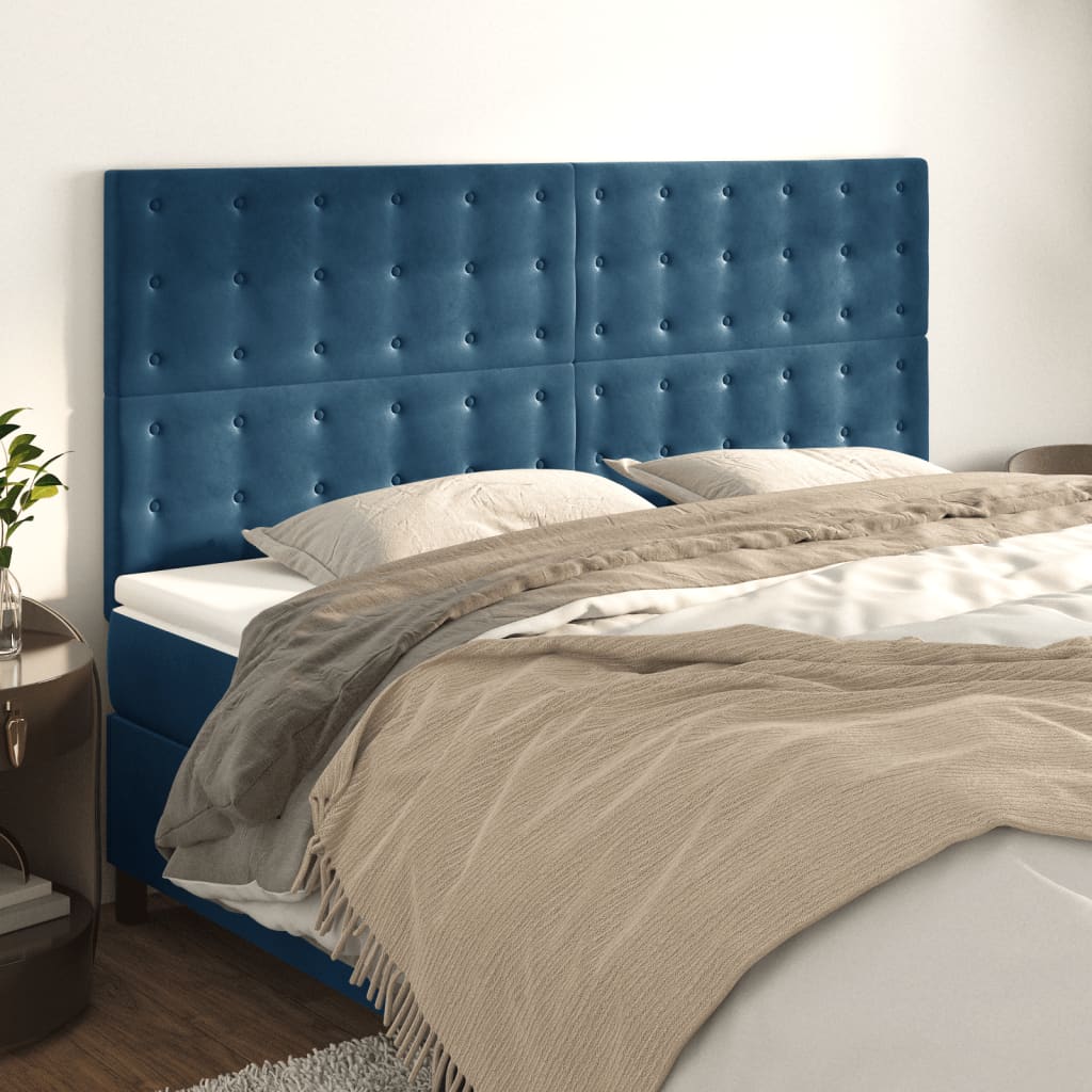 Cabeceira de cama 4 pcs veludo 80x5x78/88 cm azul-escuro