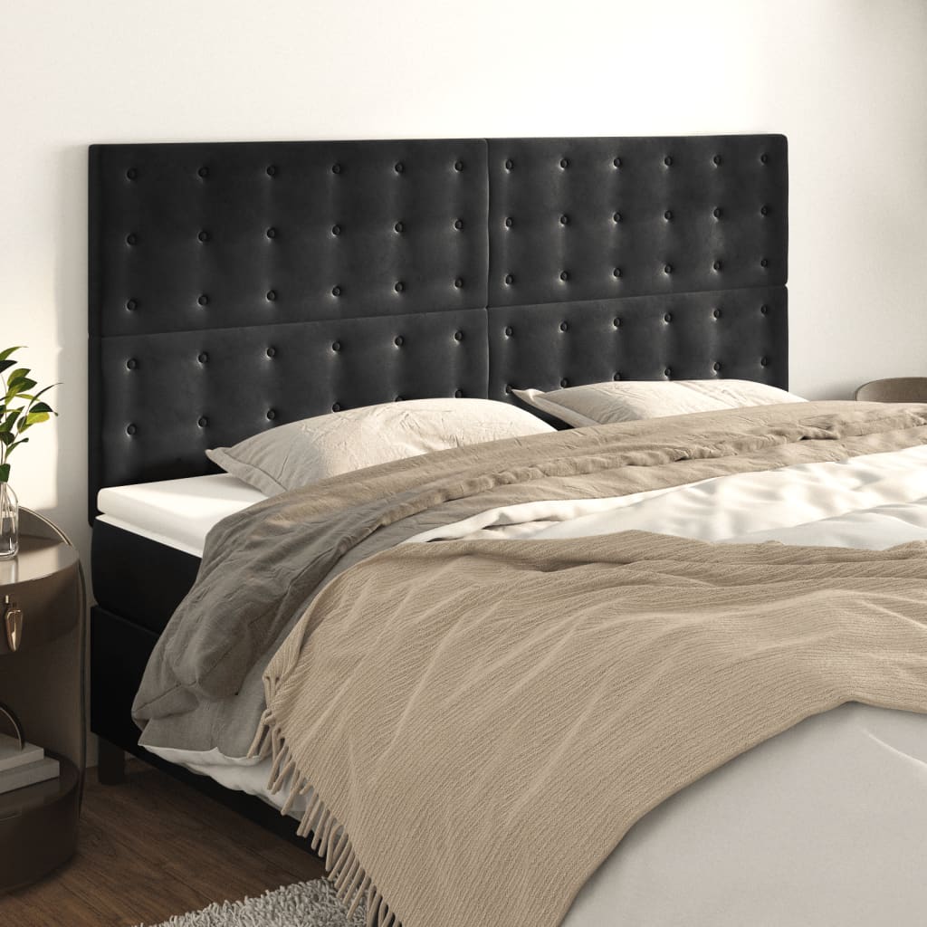 Cabeceira de cama 4 pcs veludo 100x5x78/88 cm preto