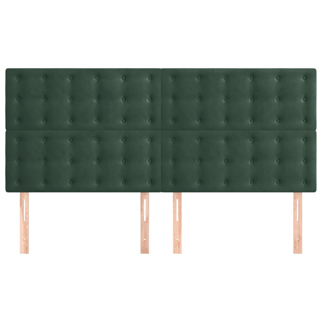 Cabeceira de cama 4 pcs veludo 100x5x78/88 cm verde-escuro