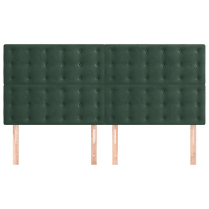 Cabeceira de cama 4 pcs veludo 100x5x78/88 cm verde-escuro