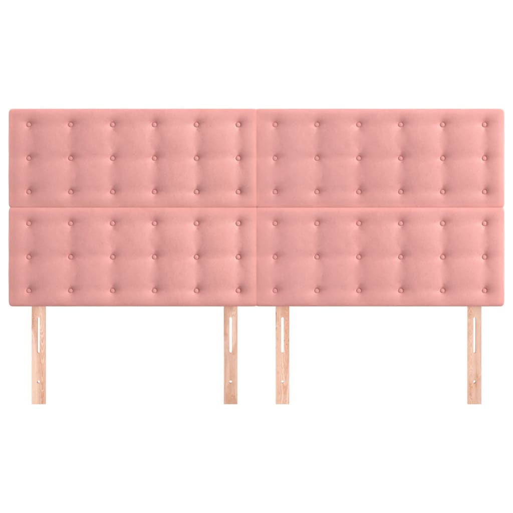 Cabeceira de cama 4 pcs veludo 100x5x78/88 cm rosa