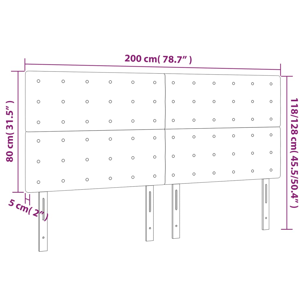 Cabeceira de cama 4 pcs veludo 100x5x78/88 cm rosa