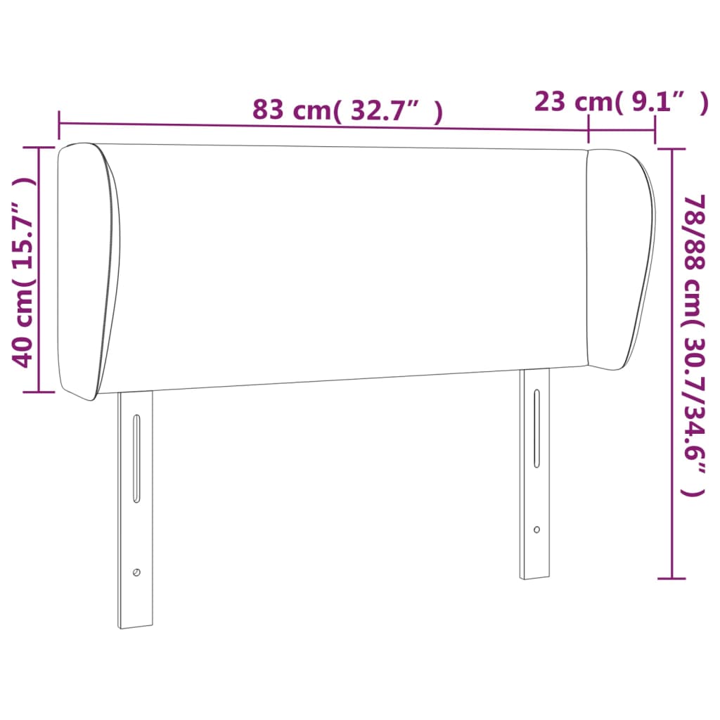 Cabeceira de cama c/ abas tecido 83x23x78/88 cm cinzento-claro