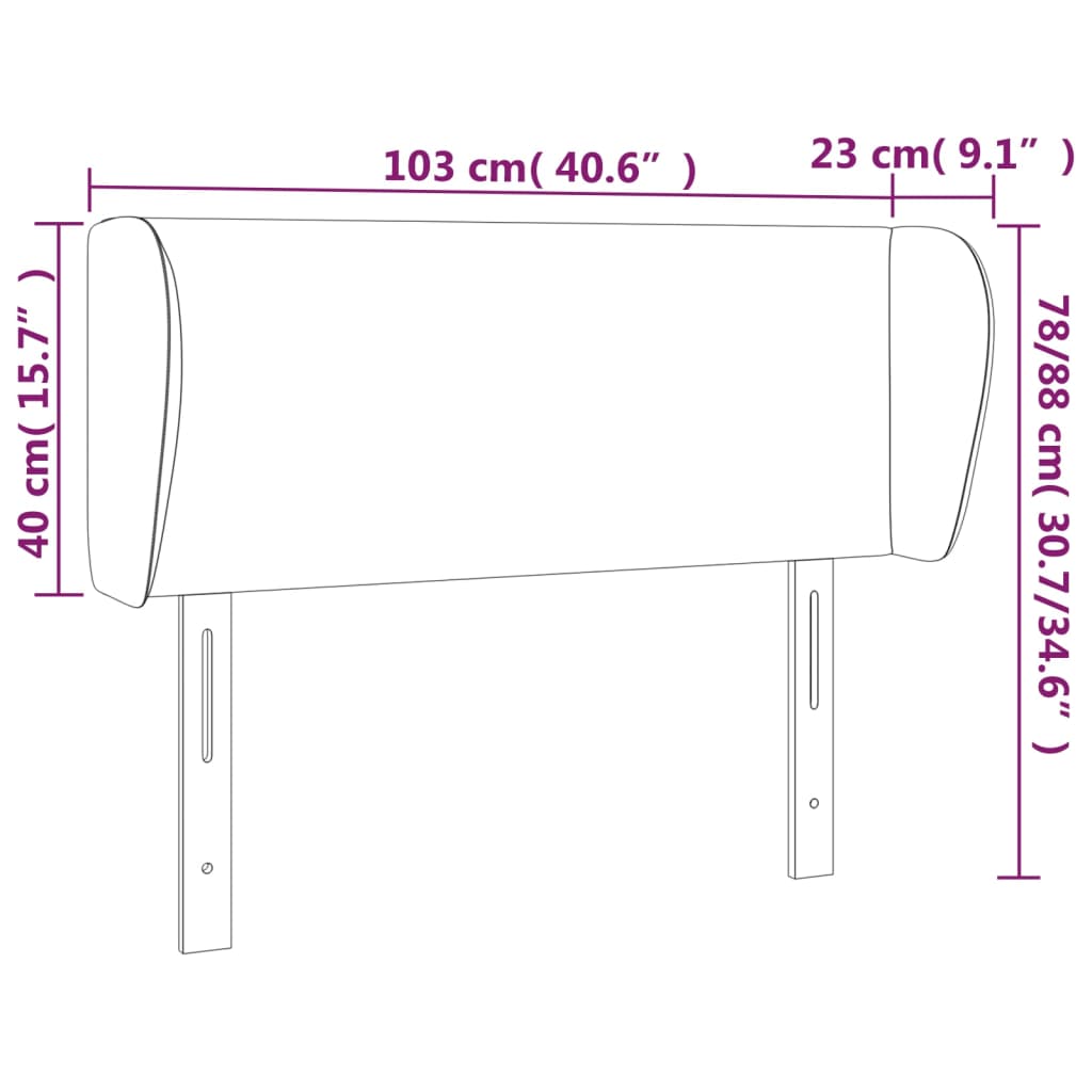 Cabeceira de cama c/ abas tecido 103x23x78/88 cm preto