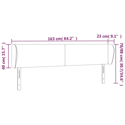 Cabeceira de cama c/ abas tecido 163x23x78/88cm cinzento-escuro