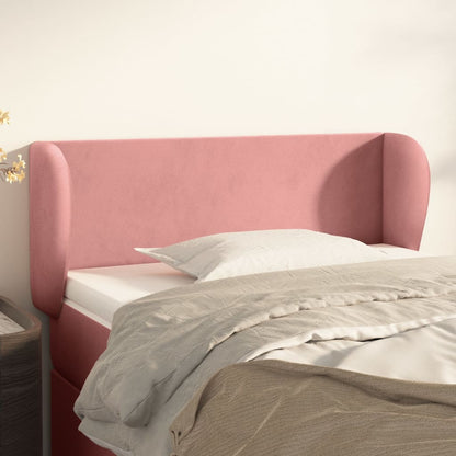 Cabeceira de cama c/ abas veludo 83x23x78/88 cm rosa