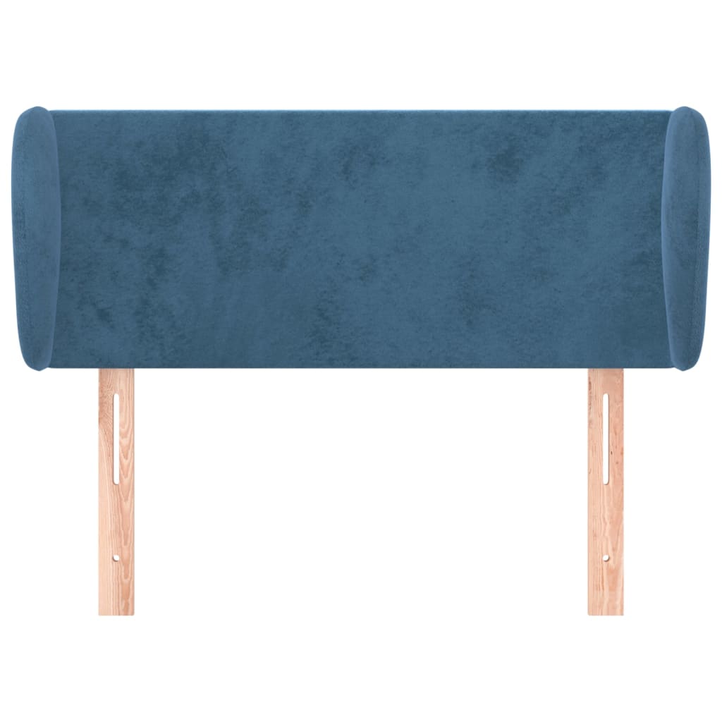 Cabeceira de cama c/ abas veludo 103x23x78/88cm azul-escuro