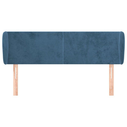 Cabeceira de cama c/ abas veludo 147x23x78/88cm azul-escuro