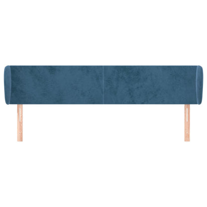 Cabeceira de cama c/ abas veludo 163x23x78/88cm azul-escuro