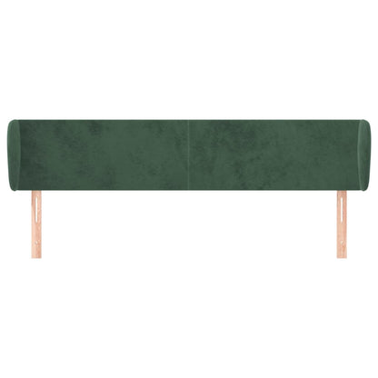 Cabeceira de cama c/ abas veludo 203x23x78/88cm verde-escuro