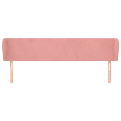 Cabeceira de cama c/ abas veludo 203x23x78/88 cm rosa