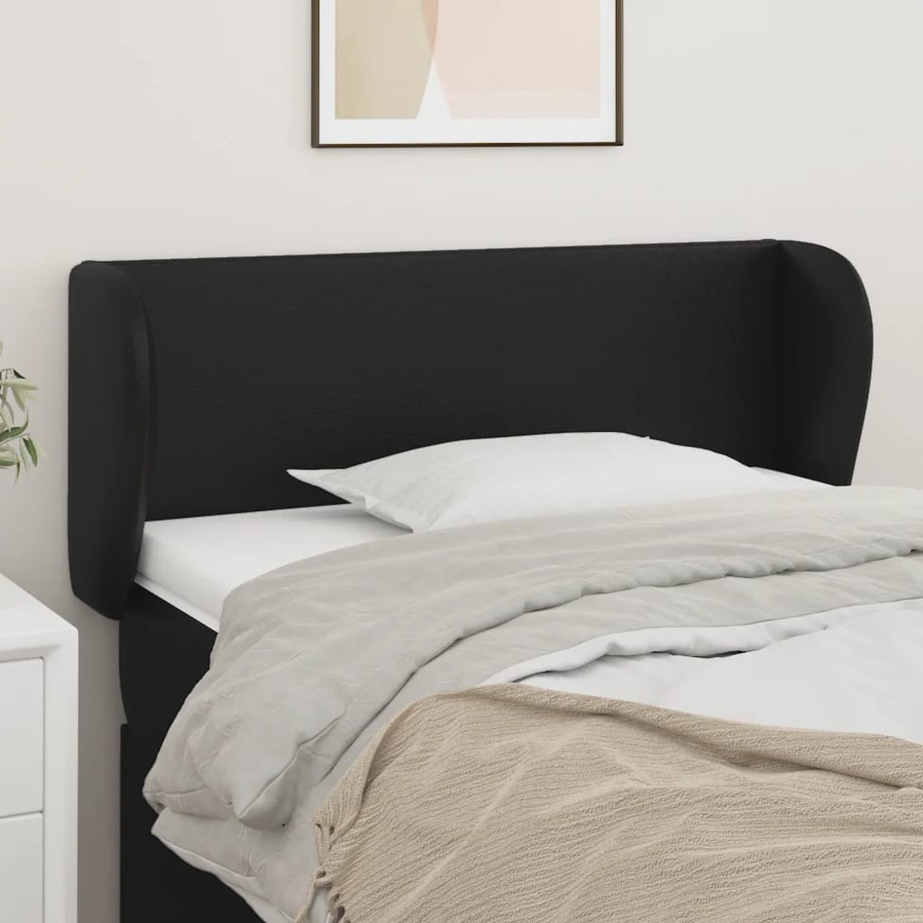 Cabeceira de cama c/ abas couro artificial 103x23x78/88cm preto