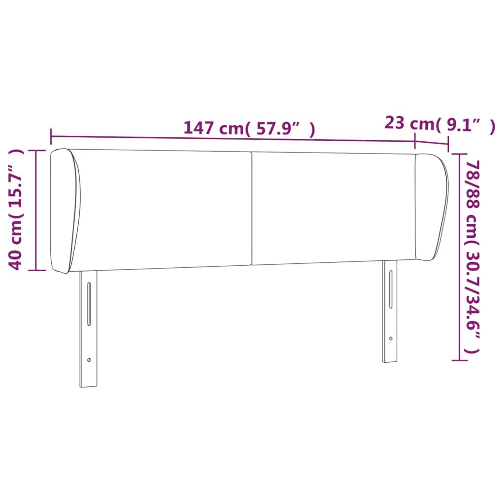 Cabeceira cama abas couro artificial 147x23x78/88 cm preto