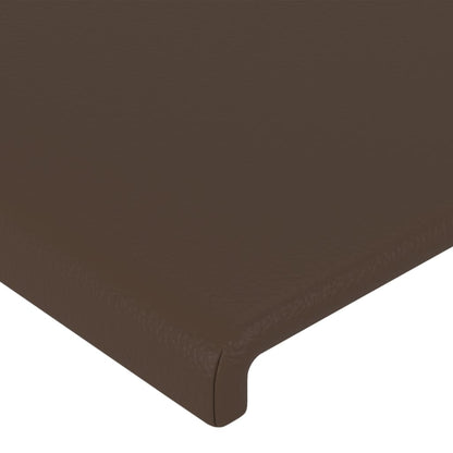 Cabeceira cama c/ abas couro artificial 147x23x78/88cm castanho