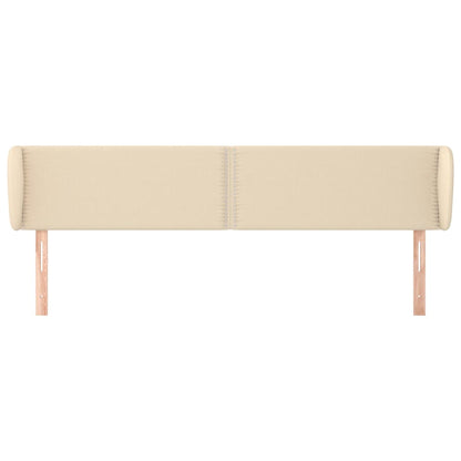 Cabeceira de cama c/ abas tecido 163x23x78/88 cm creme