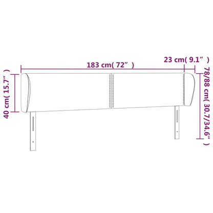 Cabeceira de cama c/ abas tecido 183x23x78/88cm cinzento-escuro