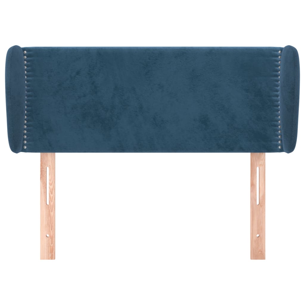 Cabeceira de cama c/ abas veludo 83x23x78/88cm azul-escuro