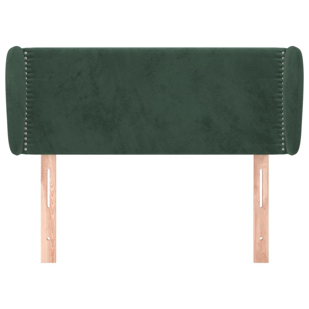 Cabeceira de cama c/ abas veludo 103x23x78/88cm verde-escuro