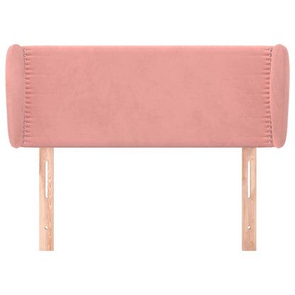 Cabeceira de cama c/ abas veludo 103x23x78/88 cm rosa