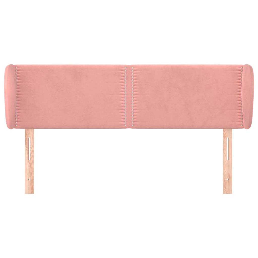 Cabeceira de cama c/ abas veludo 147x23x78/88 cm rosa