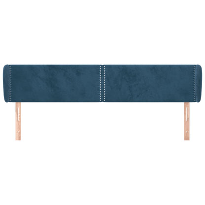 Cabeceira de cama c/ abas veludo 163x23x78/88cm azul-escuro