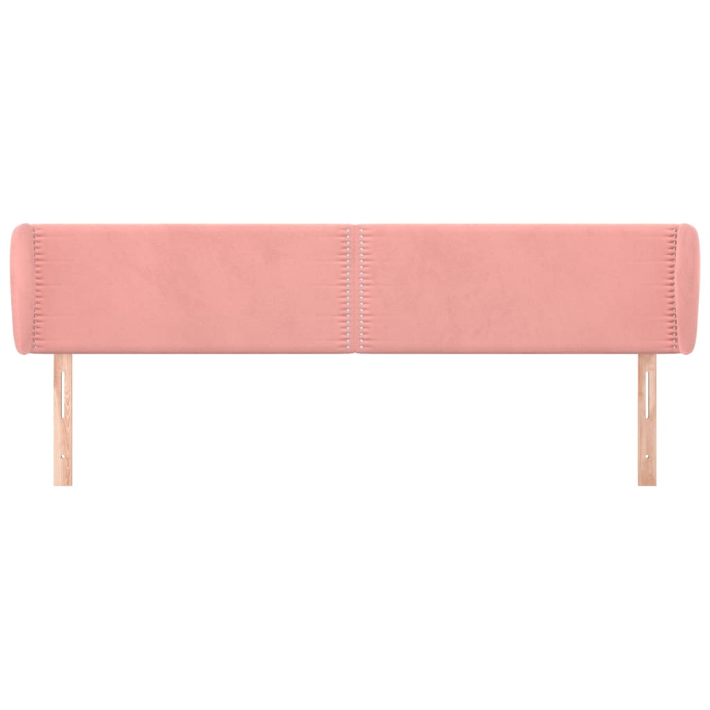 Cabeceira de cama c/ abas veludo 163x23x78/88 cm rosa