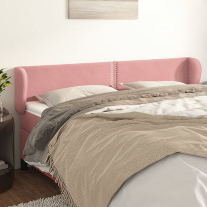 Cabeceira de cama c/ abas veludo 163x23x78/88 cm rosa