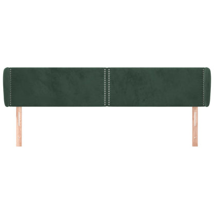 Cabeceira de cama c/ abas veludo 183x23x78/88cm verde-escuro