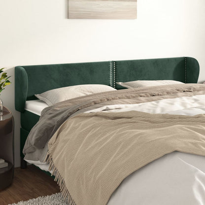 Cabeceira de cama c/ abas veludo 183x23x78/88cm verde-escuro