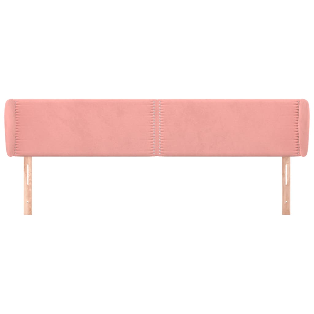 Cabeceira de cama c/ abas veludo 183x23x78/88 cm rosa