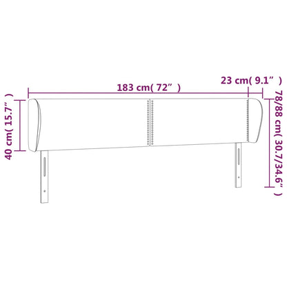 Cabeceira de cama c/ abas veludo 183x23x78/88 cm rosa