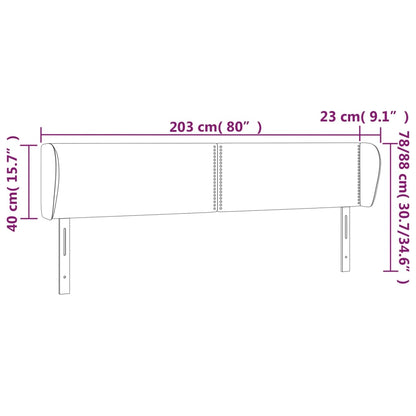 Cabeceira de cama c/ abas veludo 203x23x78/88 cm preto