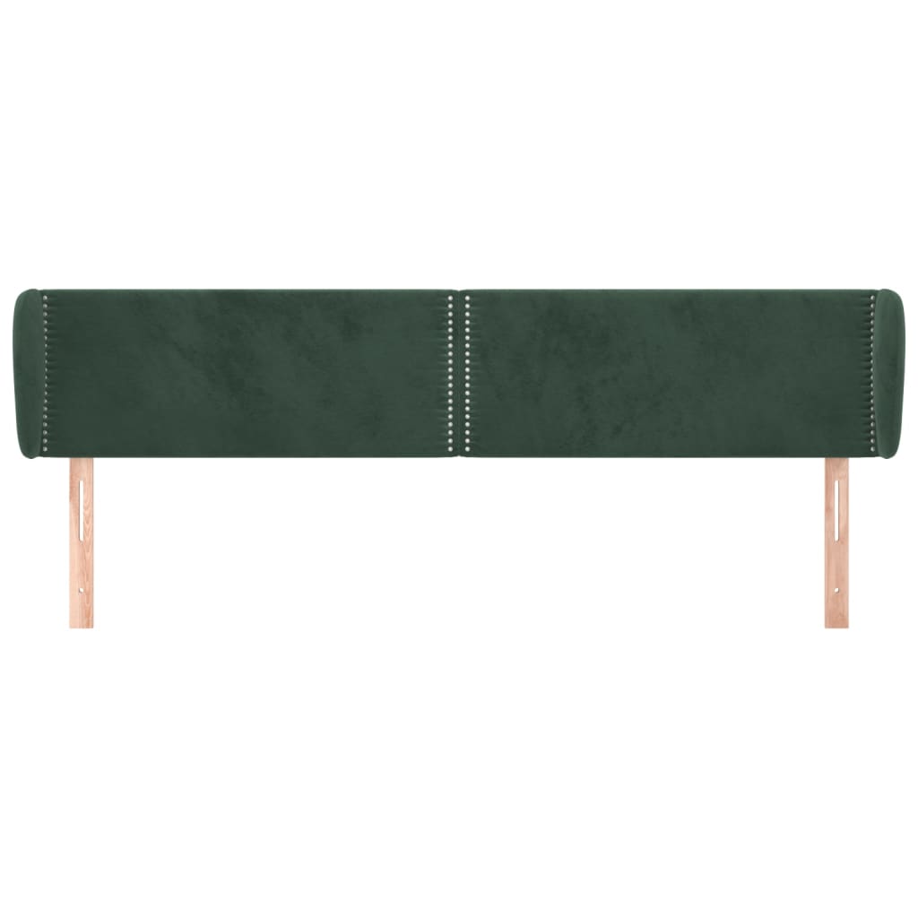 Cabeceira de cama c/ abas veludo 203x23x78/88cm verde-escuro