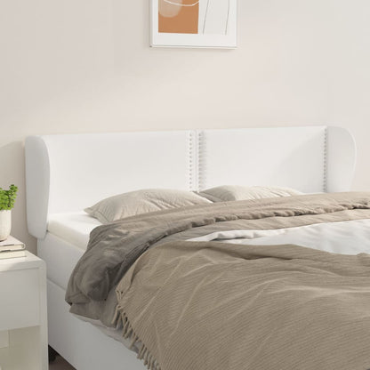 Cabeceira cama c/ abas couro artificial 147x23x78/88 cm branco