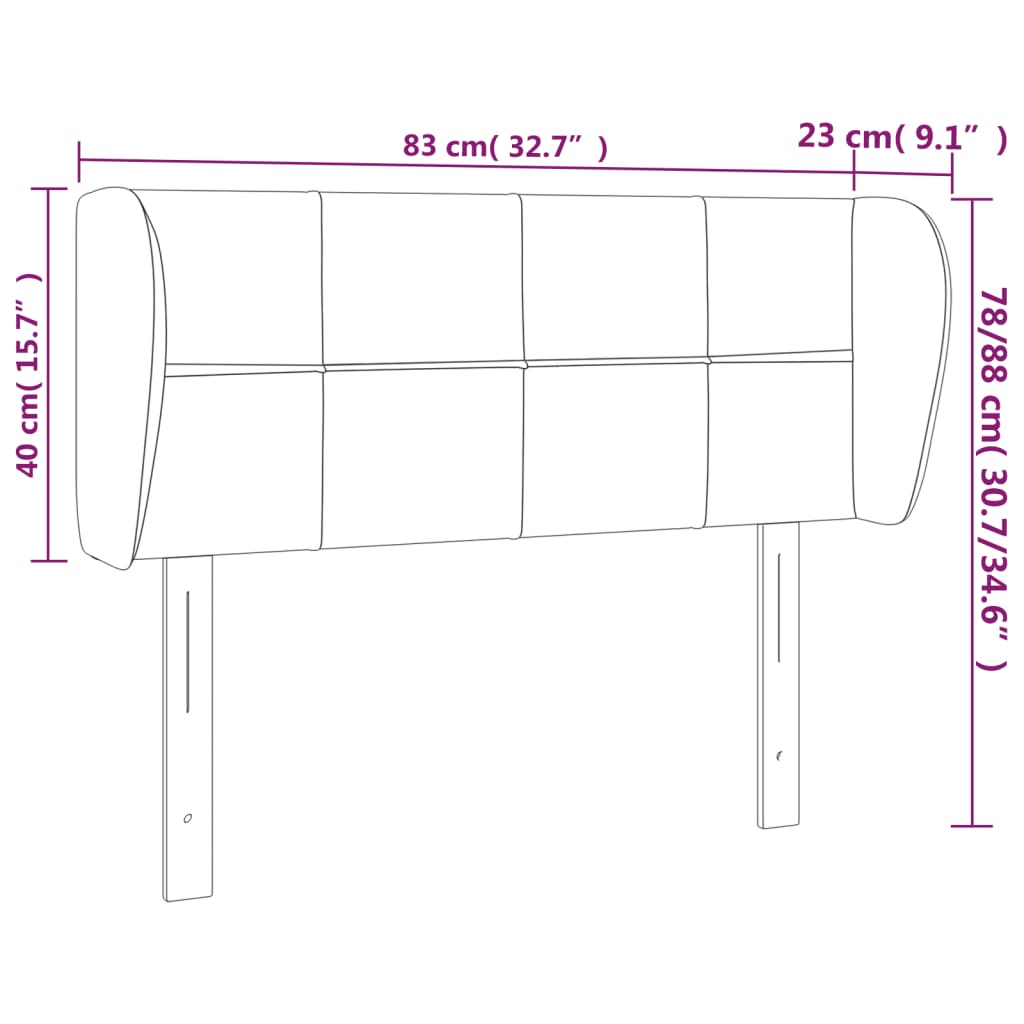 Cabeceira de cama c/ abas tecido 83x23x78/88 cm cinzento-claro