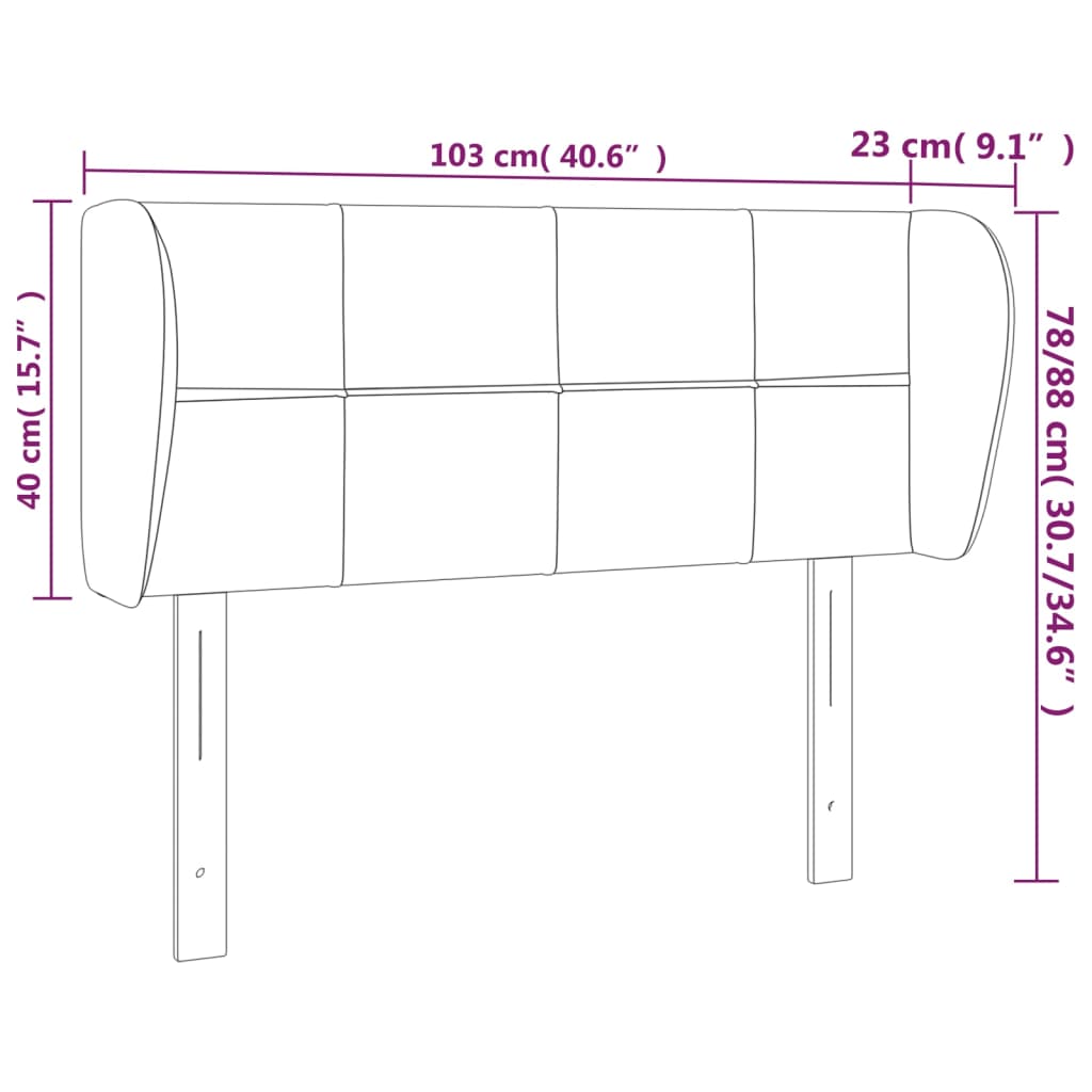 Cabeceira de cama c/ abas tecido 103x23x78/88 cm cinzento-claro