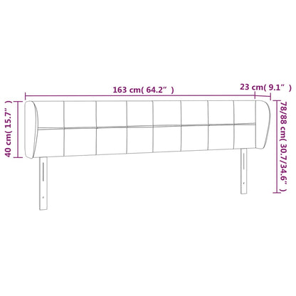 Cabeceira de cama c/ abas tecido 163x23x78/88cm cinzento-escuro