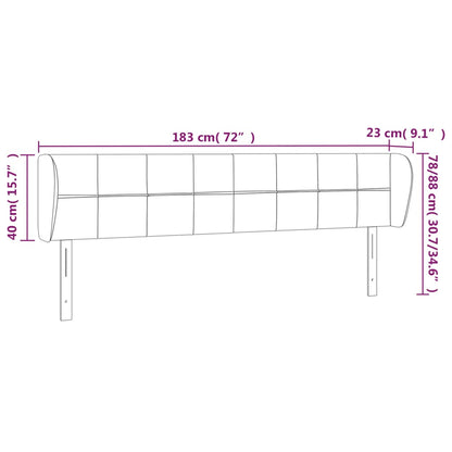 Cabeceira de cama c/ abas tecido 183x23x78/88 cm cinzento-claro