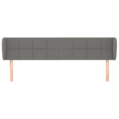 Cabeceira de cama c/ abas tecido 203x23x78/88cm cinzento-escuro