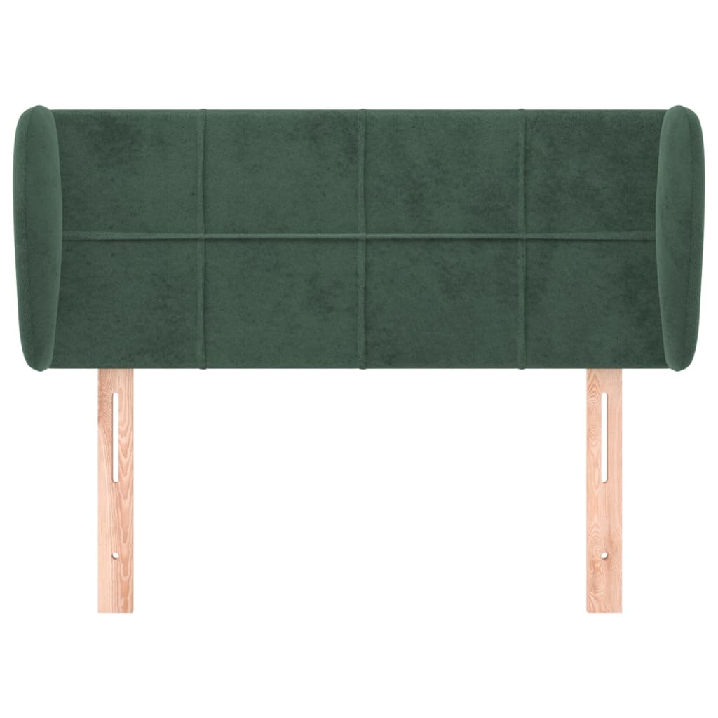 Cabeceira de cama c/ abas veludo 83x23x78/88cm verde-escuro