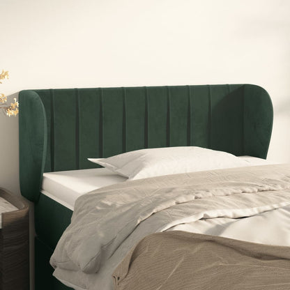 Cabeceira de cama c/ abas veludo 83x23x78/88cm verde-escuro