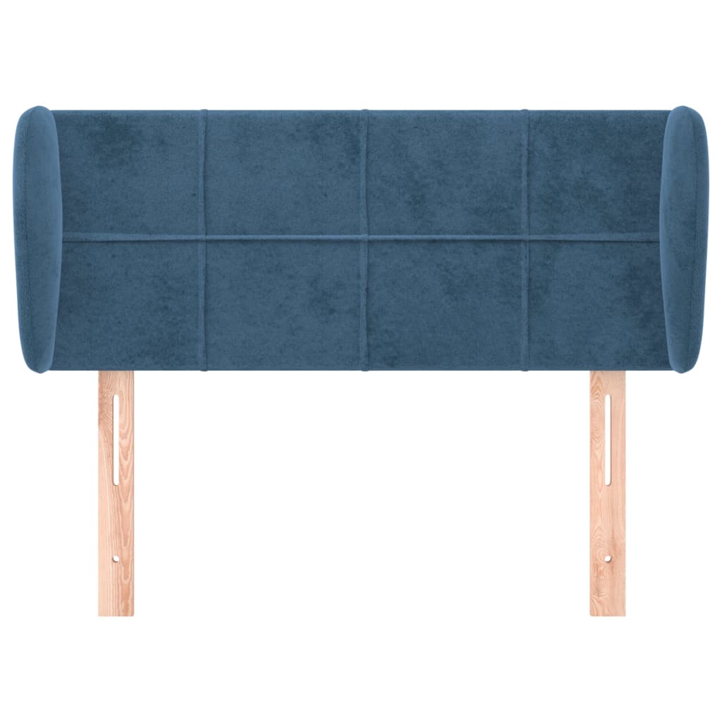 Cabeceira de cama c/ abas veludo 83x23x78/88cm azul-escuro