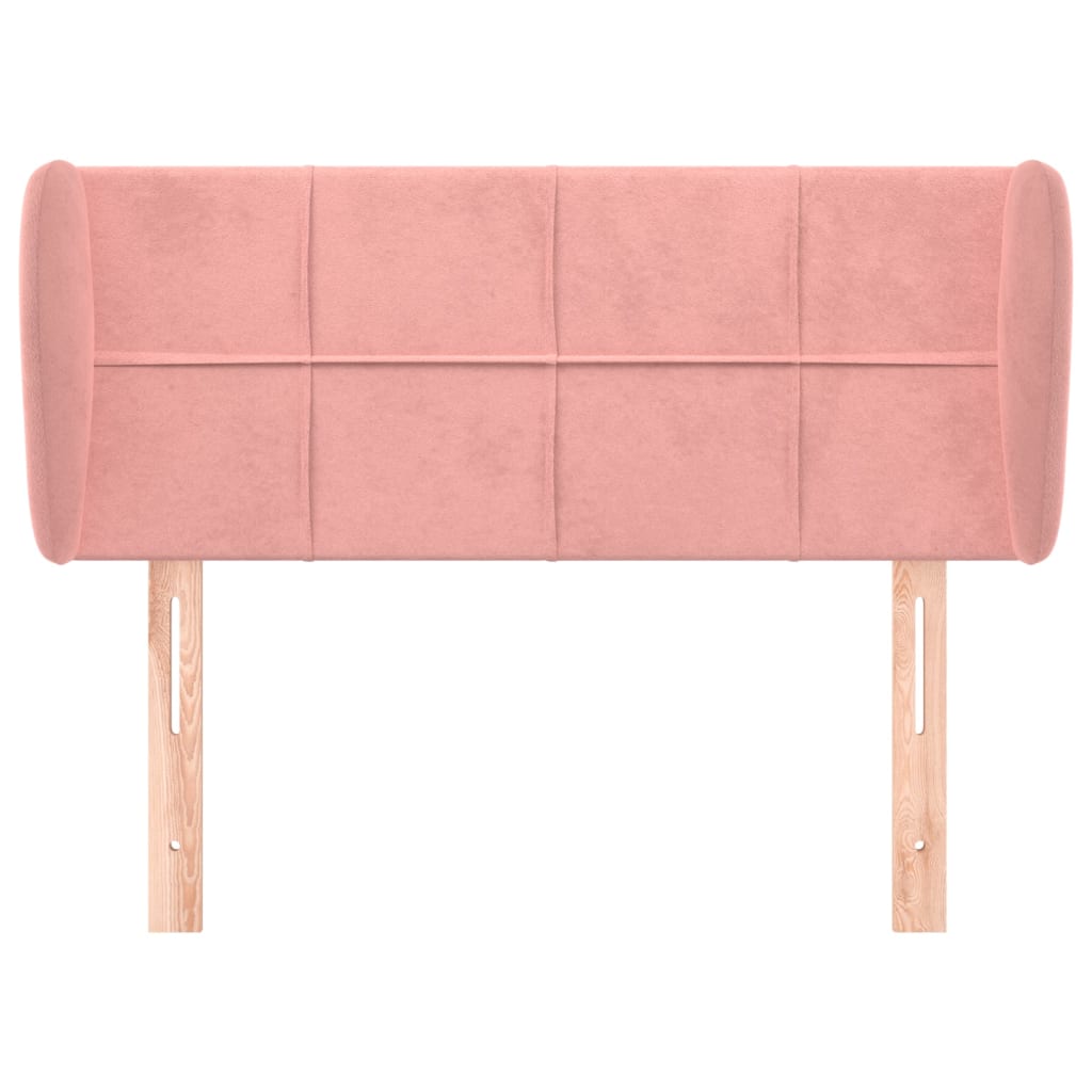 Cabeceira de cama c/ abas veludo 83x23x78/88 cm rosa