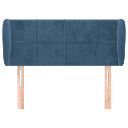 Cabeceira de cama c/ abas veludo 93x23x78/88 cm azul-escuro