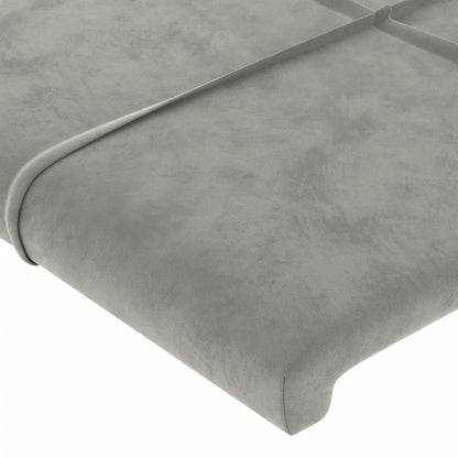 Cabeceira de cama c/ abas veludo 103x23x78/88 cm cinzento-claro