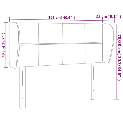 Cabeceira de cama c/ abas veludo 103x23x78/88 cm rosa