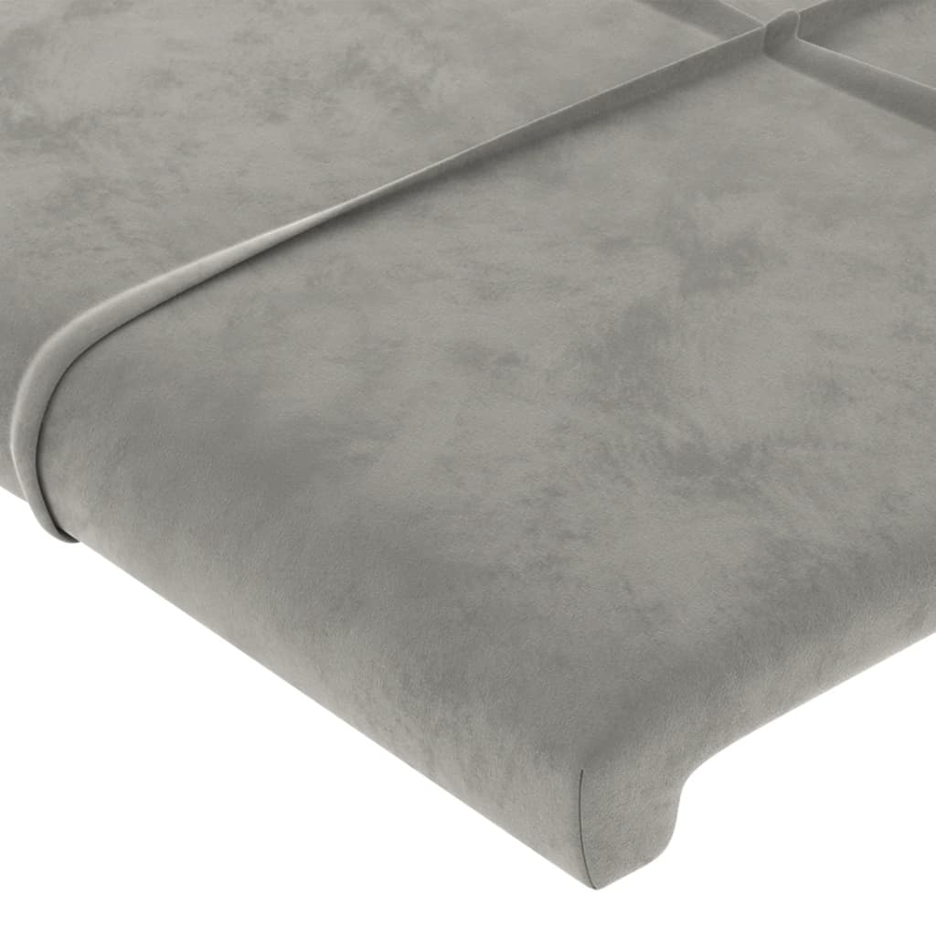 Cabeceira de cama c/ abas veludo 147x23x78/88 cm cinzento-claro