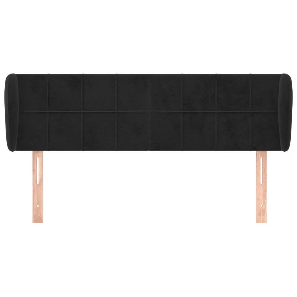 Cabeceira de cama c/ abas veludo 147x23x78/88 cm preto